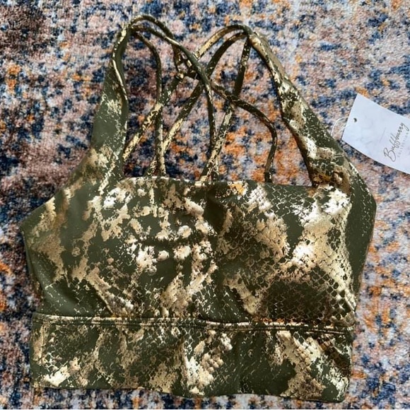 SOLD Buffbunny revolution sports bra medium Olive Gold Viper NWT - Picture 7 of 11